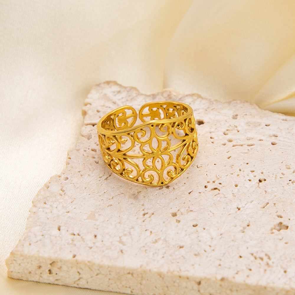 Wholesale Vintage Hollow Stainless Steel Ring Open Rings ACC-RS-YuHui007