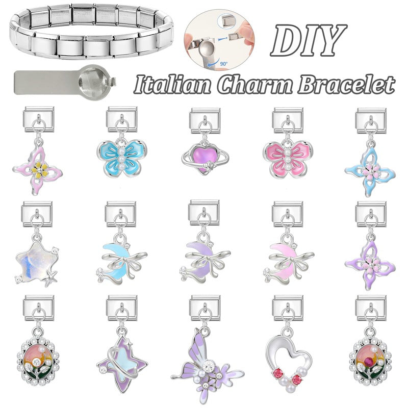 Wholesale Italian modular multifunctional DIY steel pendant bracelet