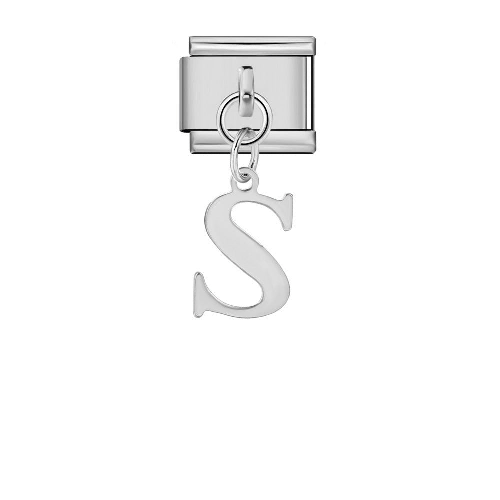 Wholesale Italian Charm Bracelet 9mm DIY Silver Simple Letter  Creative Stainless Steel Composable Bracelet