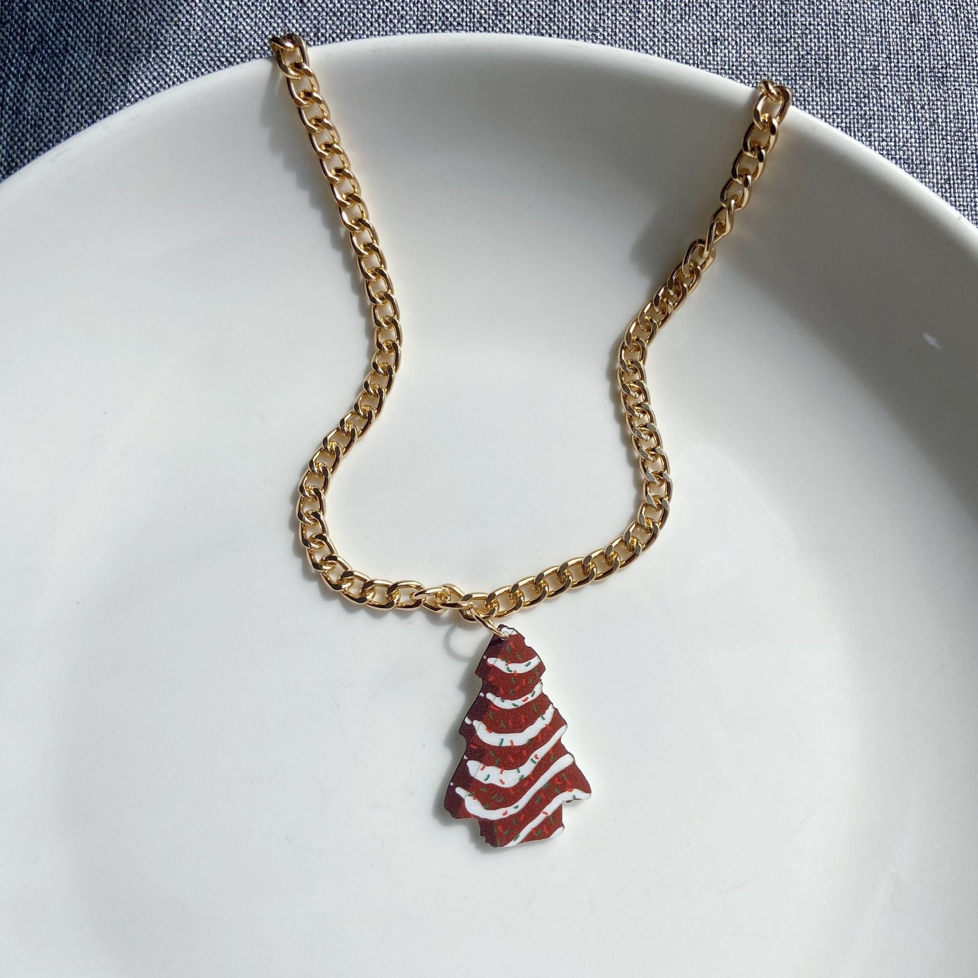 Wholesale Christmas tree cake tree  Acrylic Earrings and necklace set