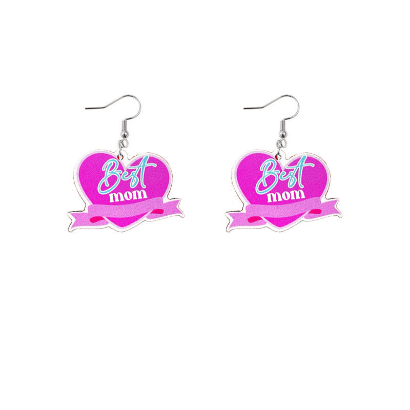 Wholesale Mother's Day MOM Rainbow Sunflower Wooden Earrings ACC-ES-YiYuan007