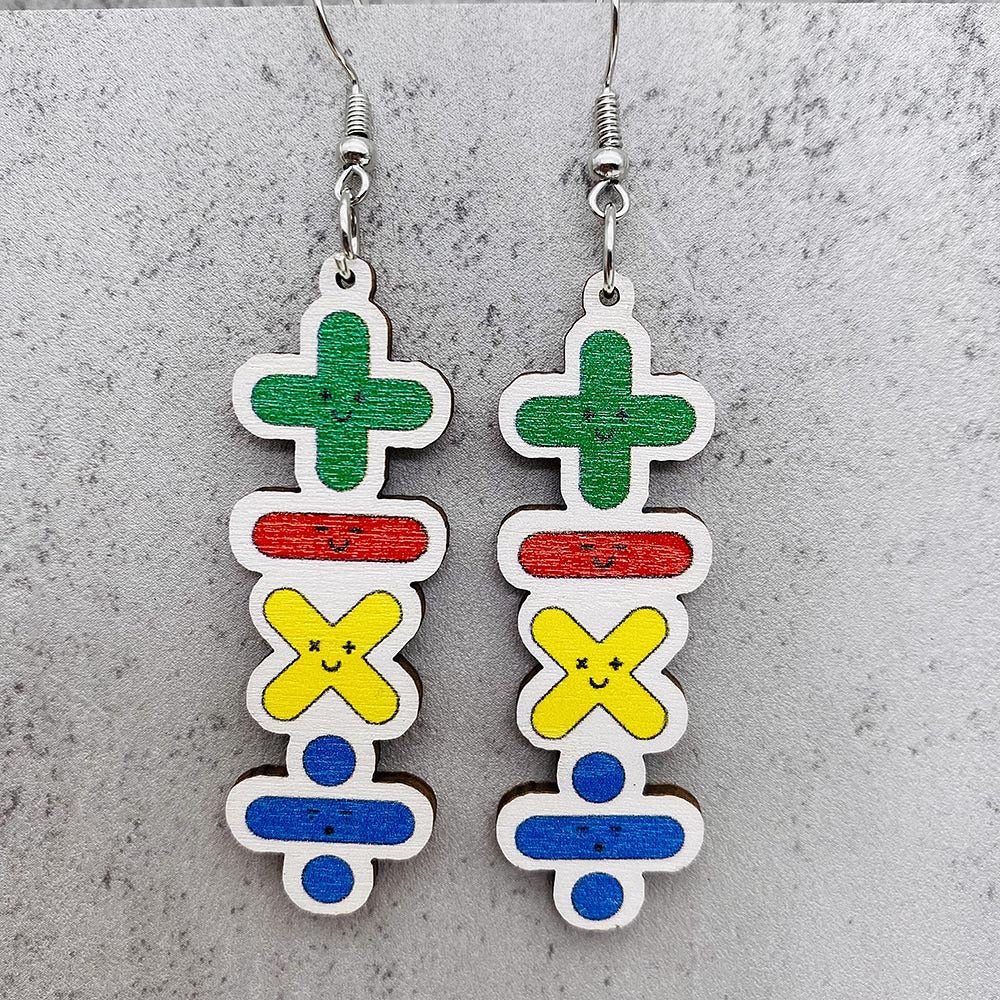 Wholesale Wooden Leopard-Print Pencil  Crayon  and Scissors Earrings