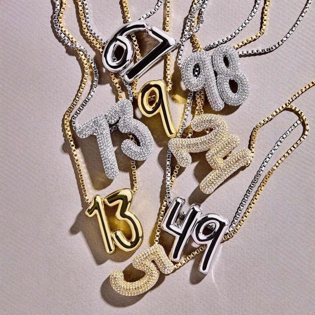 Wholesale Lucky number bubble necklace 26 English letters necklace