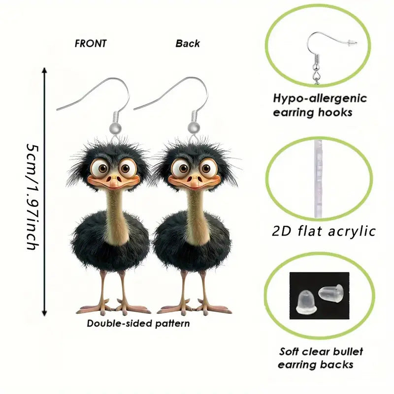 Wholesale Acrylic Funny bird earrings