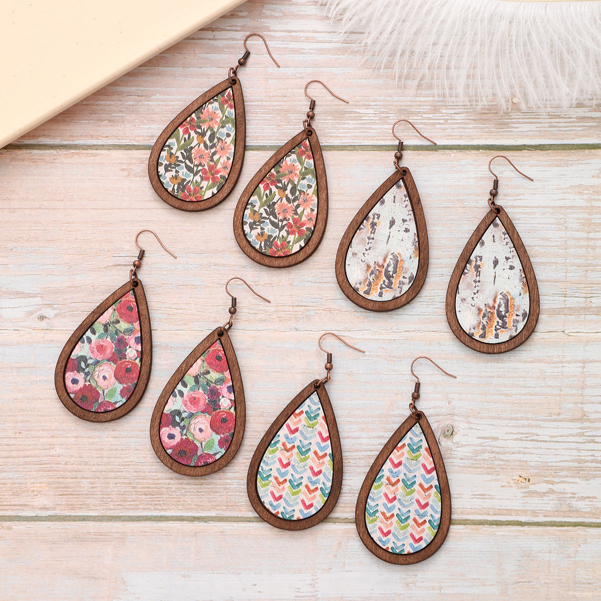 Wholesale Bohemian Series Ethnic Wooden Earrings