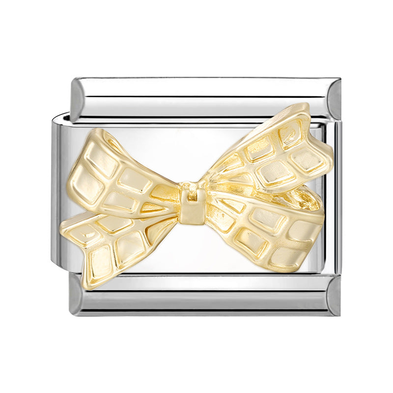 Wholesale Italian Charm Bracelet 9mm DIY Splicing Gold Butterfly Bow Stainless Steel Composable Bracelet