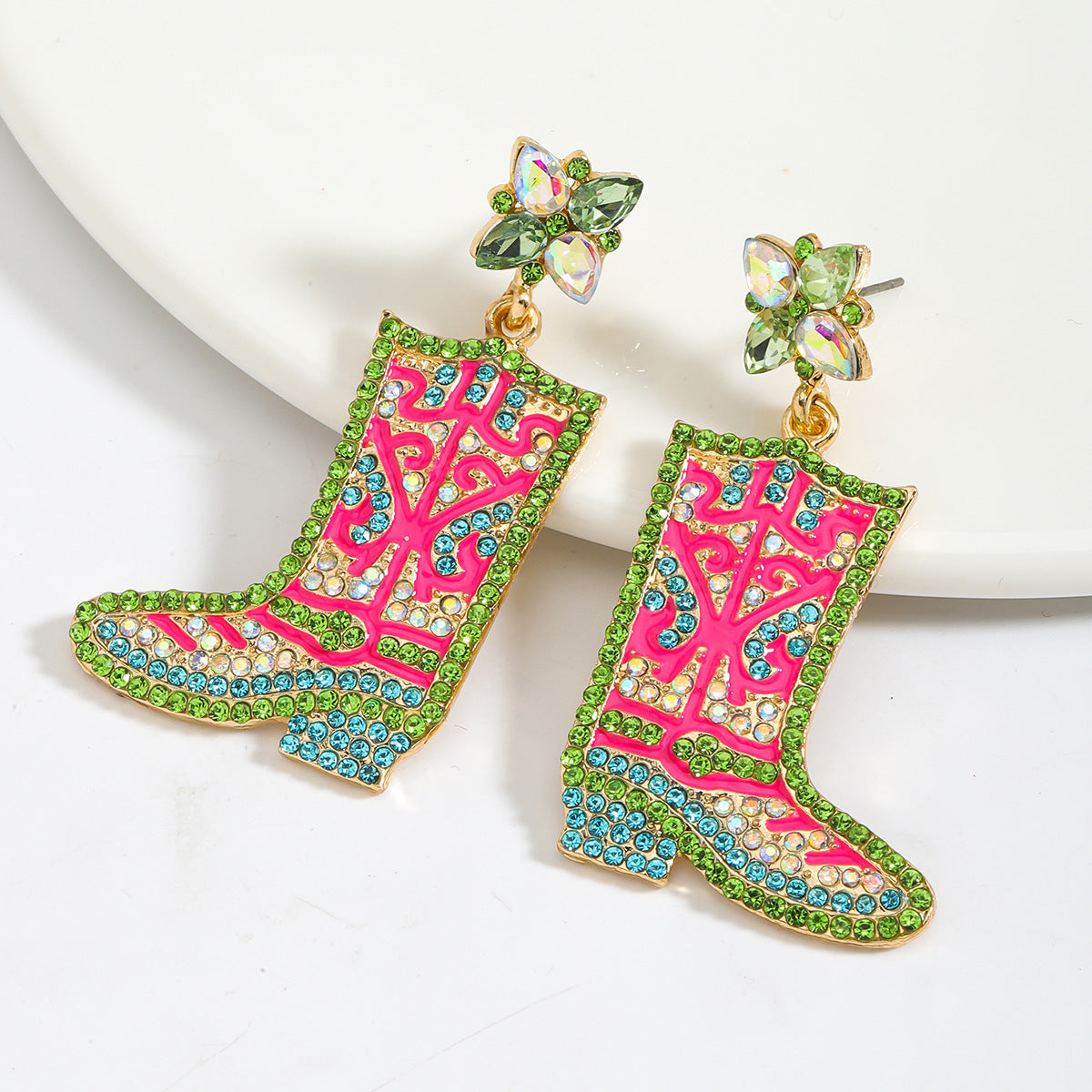 Wholesale Alloy Rice Beads with Diamond Boots Earrings ACC-ES-JiaQi011