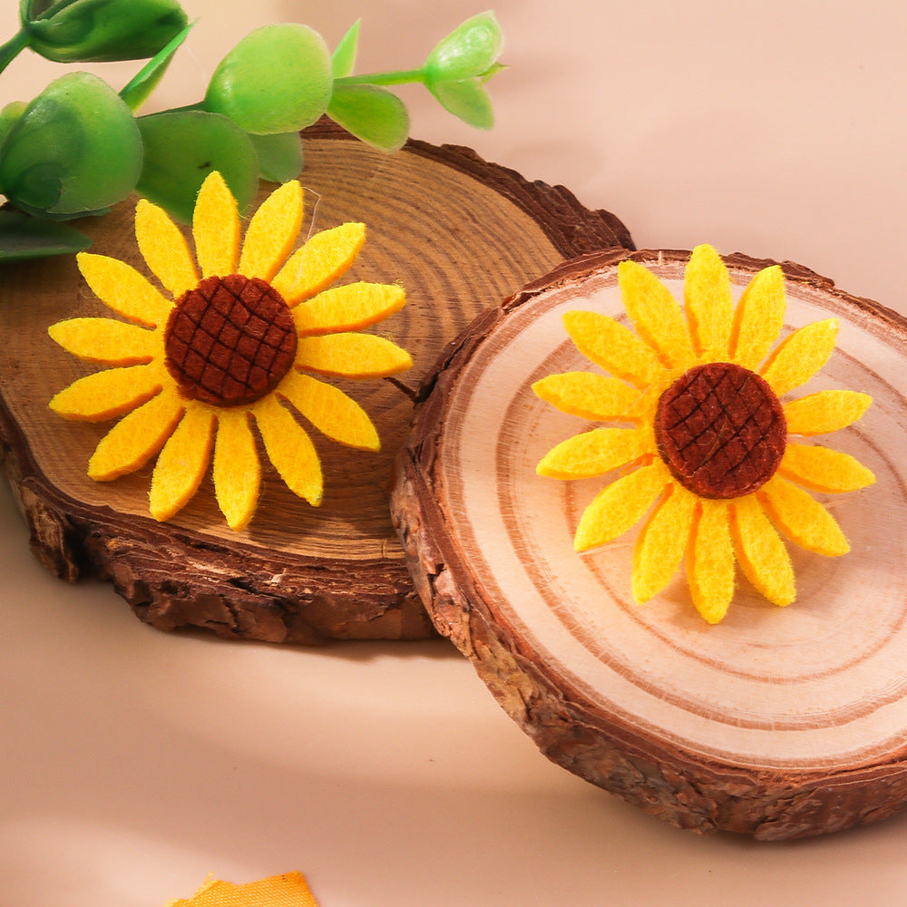 Wholesale  fabric flower earrings  personality popular felt cloth sunflower earrings
