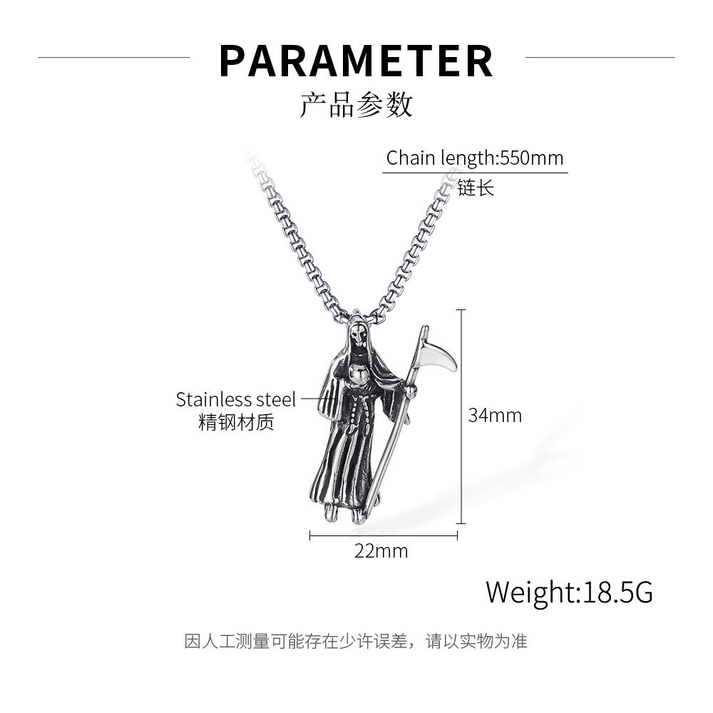 Wholesale Titanium Steel All-match Vintage Death Sickle Necklace ACC-NE-OPK007