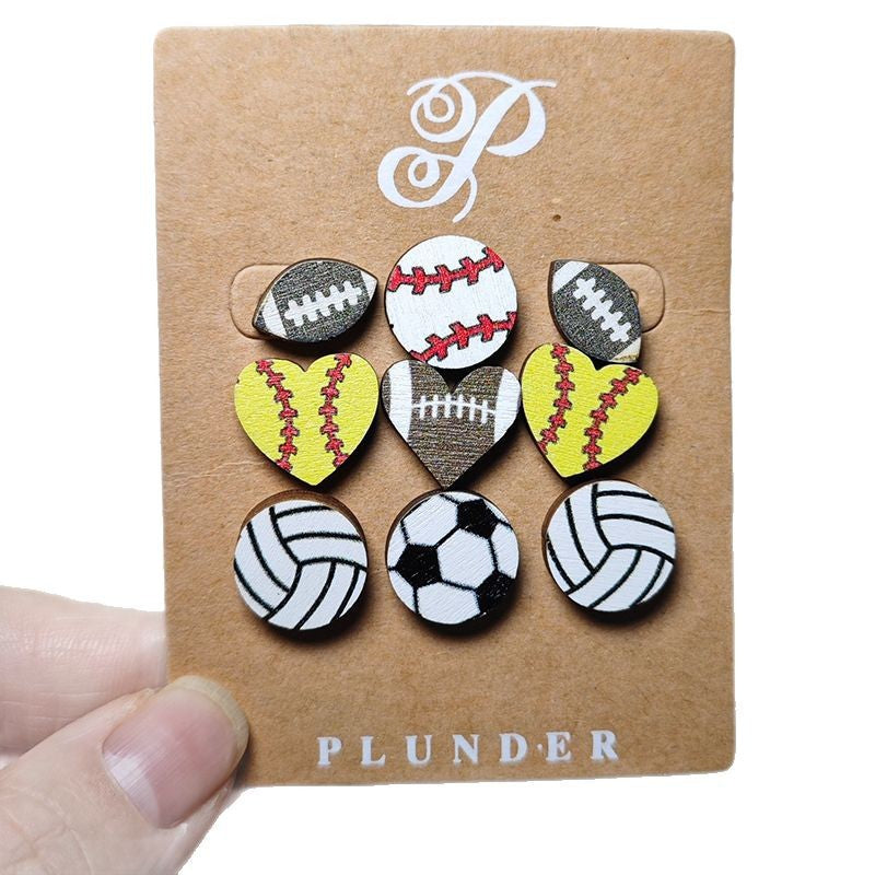 Wholesale Border Sports Wind Earrings Basketball Football Baseball Football Love Earrings