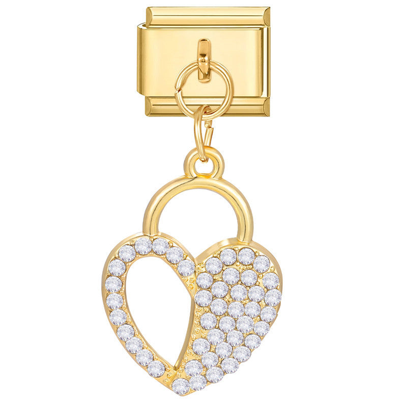 Bracelet de charme italien en gros 9 mm DIY Splicing Gold Star Heart Titanium Steel Bracelet composable