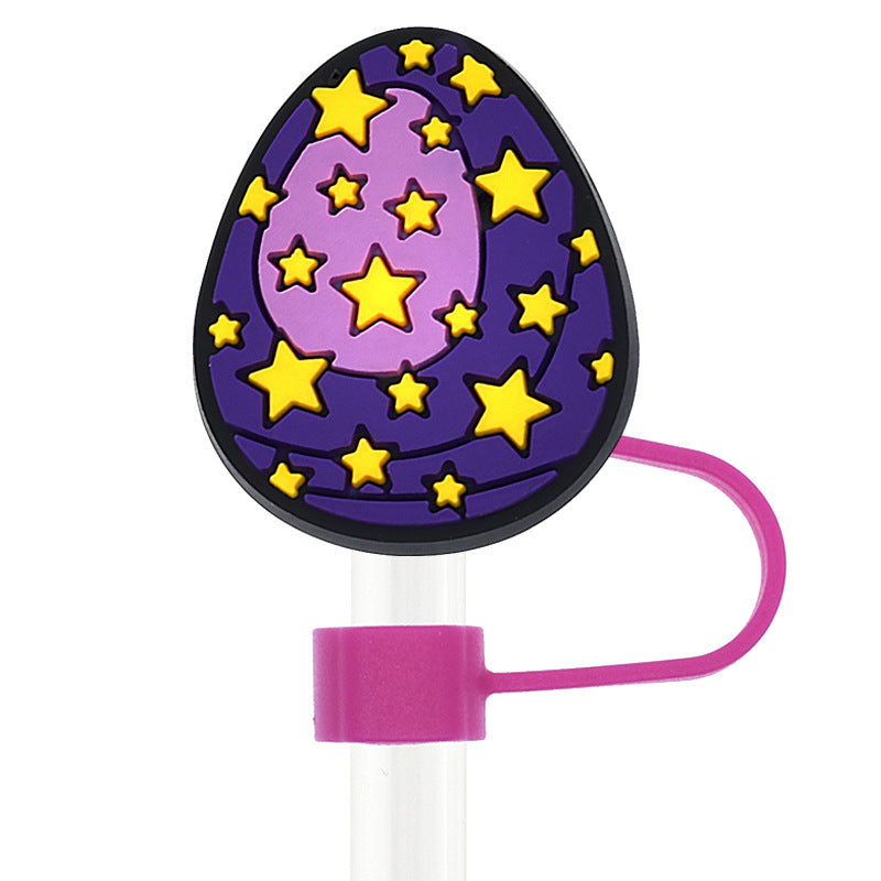 Wholesale Random 100pcs Easter 10mm PVC Soft Straw Tube Cap ACC-SCR-RYY088