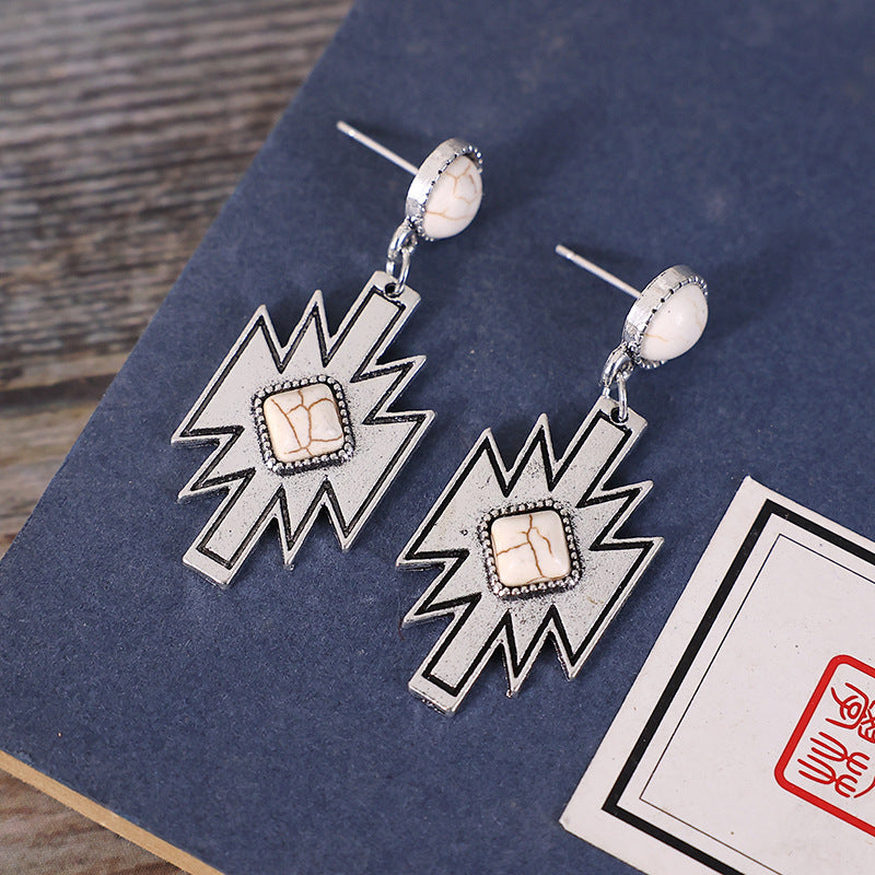 Wholesale  Geometric Diamond White turquoise earrings