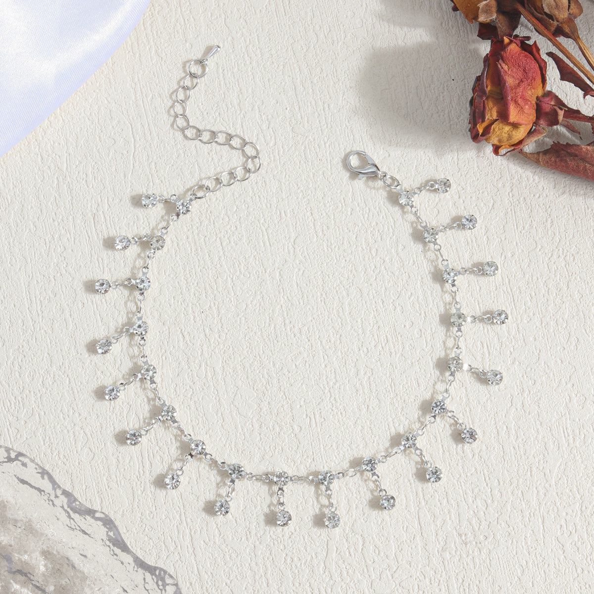 Wholesale Full Diamond Tassel Anklet Bohemian Shiny Rhinestone Ankle