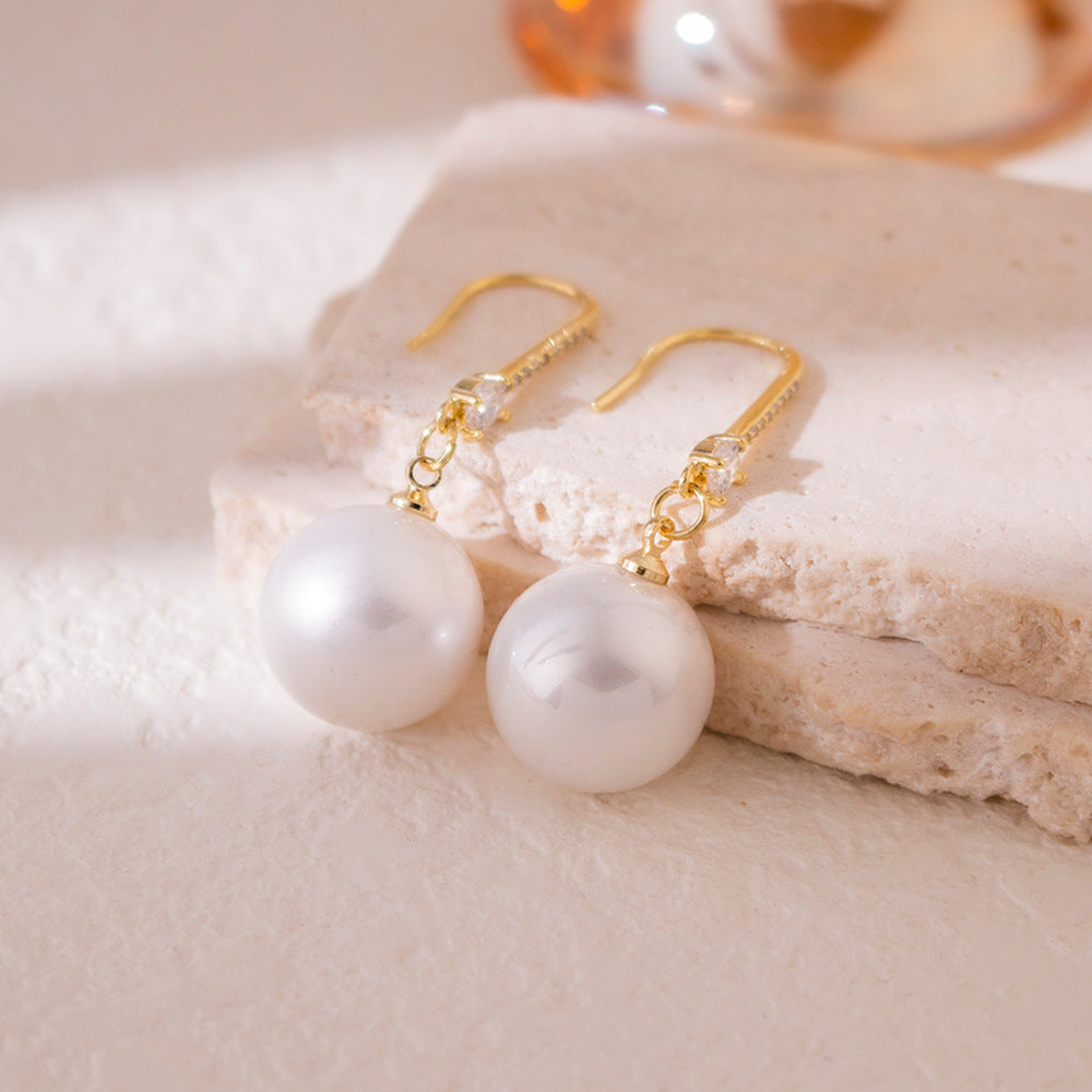 Wholesale Zircon Pearl Ear Hook  Light Luxury Elegant Long Earrings