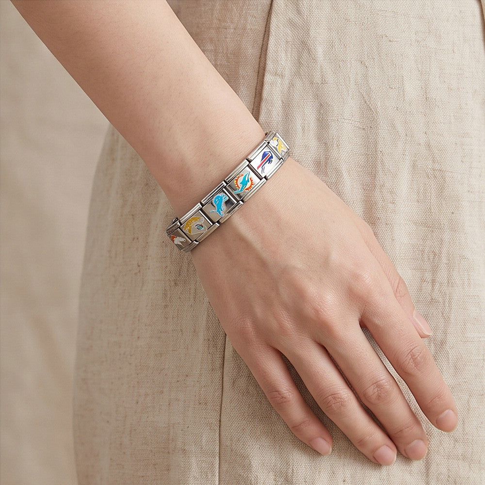 Wholesale Trendy Star Motif Sports Fan Italian Modular Bracelet Stainless Steel DIY Elastic Jewelry Accessory