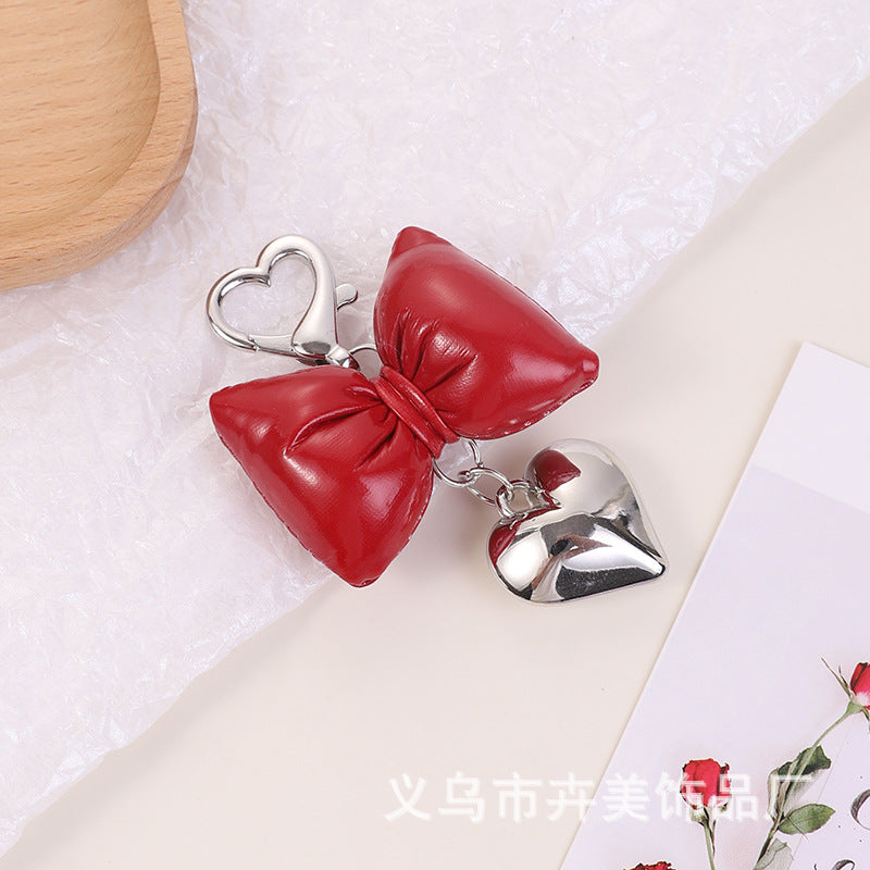 Wholesale Leather Bow Heart Keychain