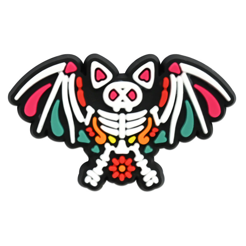 Wholesale Random 100pcs Day of The Dead PVC Soft Rubber Shoe Buckle Decoration ACC-SC-RYY075