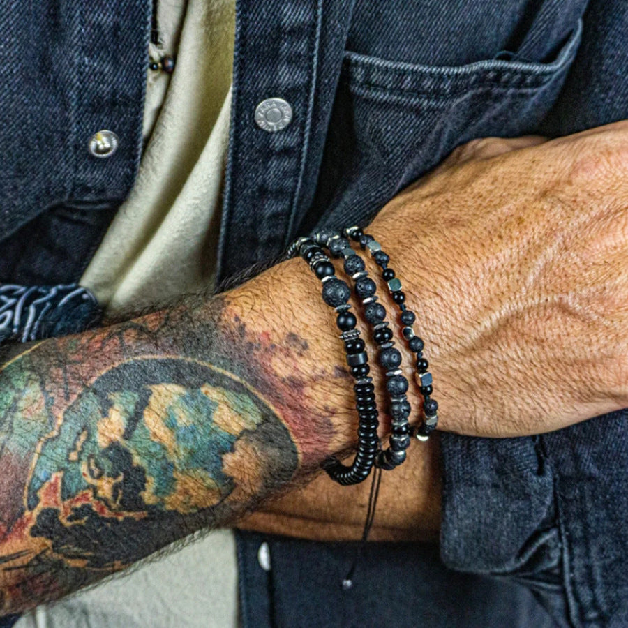 Set di braccialetti lunghi in rame satinato nero all'ingrosso con disco volante con sfere di diamanti in zirconio