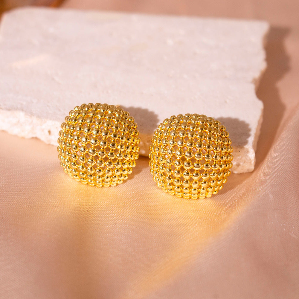Wholesale Real Gold Electroplated Hollow Geometric Earrings