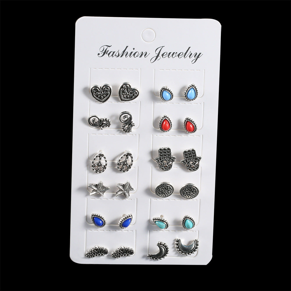 Wholesale Bohemian Turquoise Earrings Set 5 Pairs Jewelry Accessory Boutique Resale