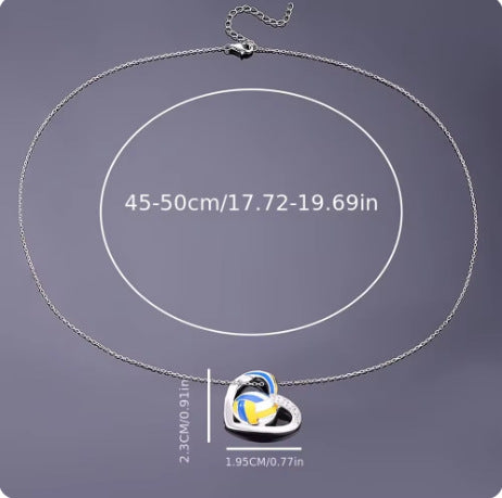 Wholesale  Heart-shaped Volleyball Diamond Necklace