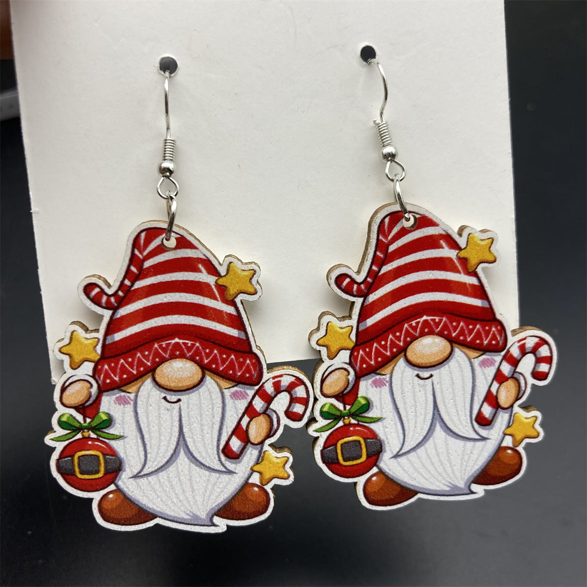 Wholesale Christmas Santa Claus Fungus Ornaments Wood Earrings ACC-ES-FX064