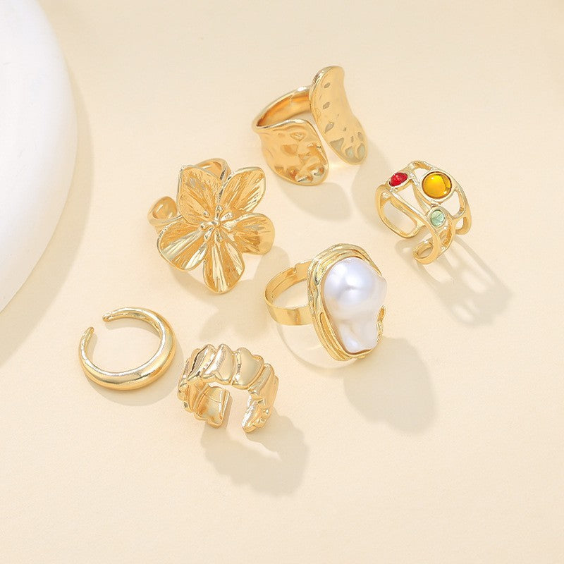 Wholesale  liquid lava flower open ring