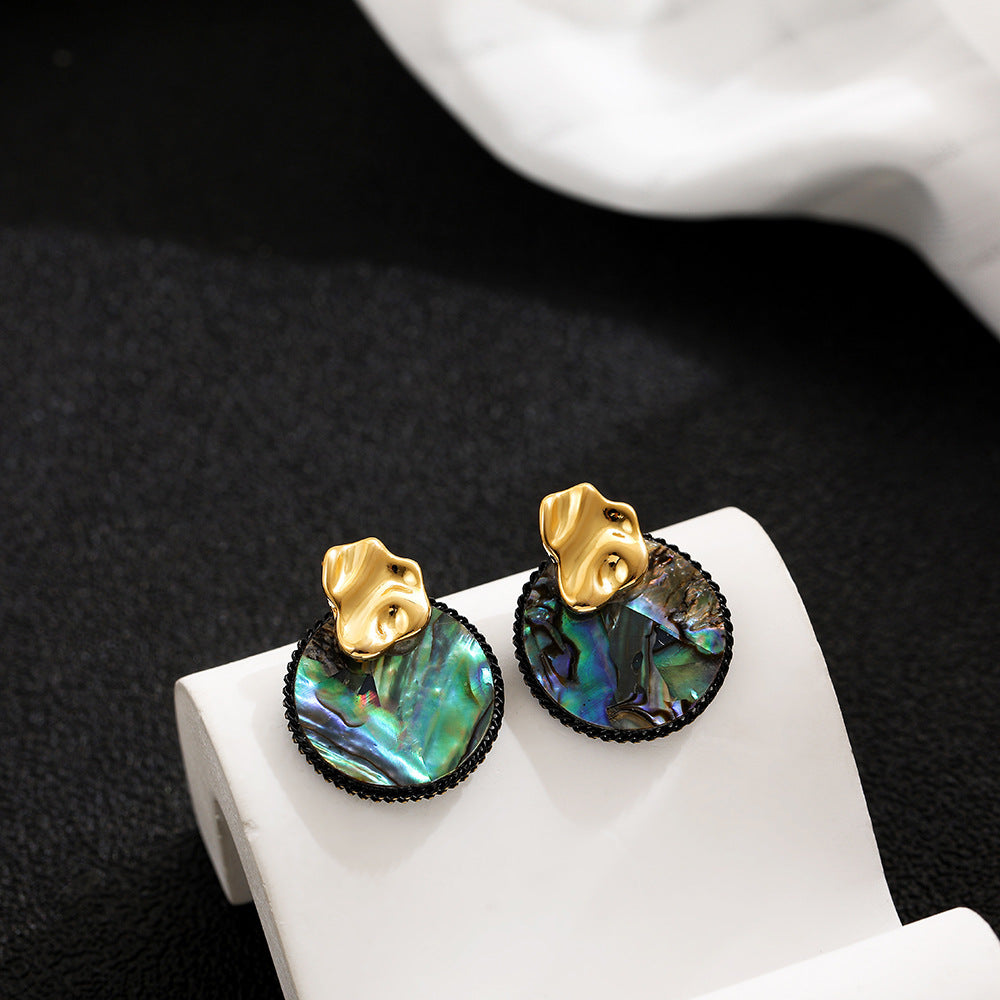 Wholesale  Retro Irregular Natural Abalone Shell  Earrings