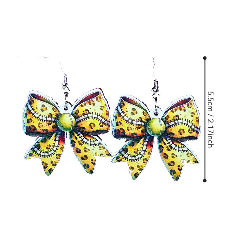 Wholesale sports style earrings creative bow baseball basketball football leopard print earrings
