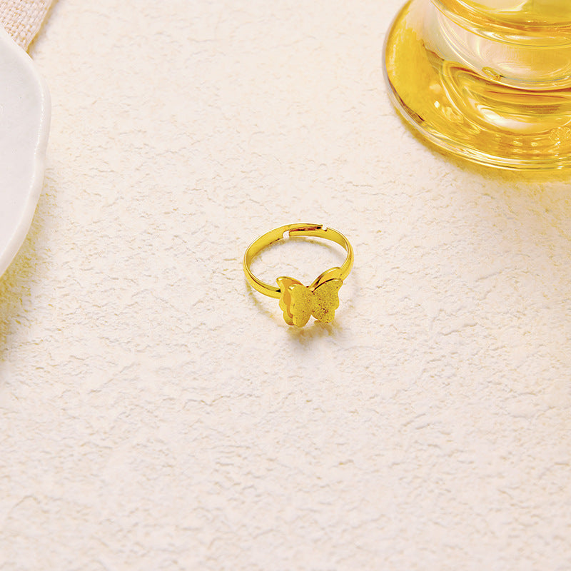 Wholesale Five-Leaf Clover Laser Stainless Steel Single Flower Ring