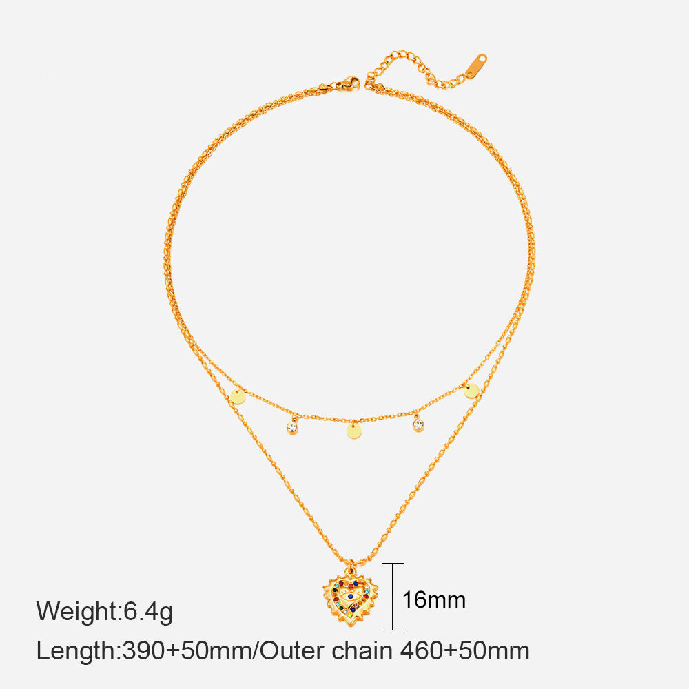 Wholesale Stainless Steel Three-Layer Pearl Starfish Pendant Necklace