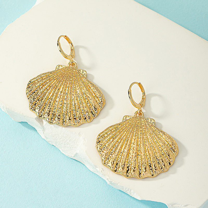 Wholesale  vintage exaggerated  alloy shell conch pendant fashion bohemian style earrings