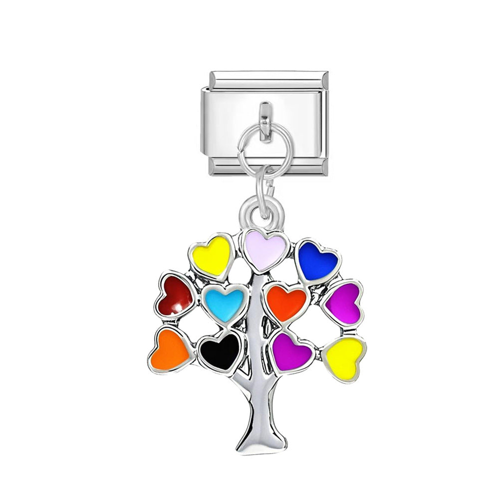 Wholesale  Italian Charm Bracelet 9mm DIY Flowers and Plants  Creative Stainless Steel Composable Bracelet