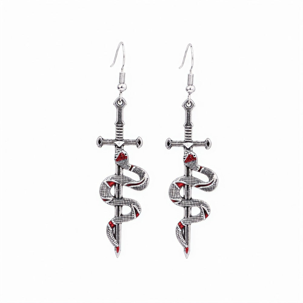 Wholesale Vintage Snake Cross Earrings Exaggerated Design Fashion Jewelry Accessory For Party Gift
