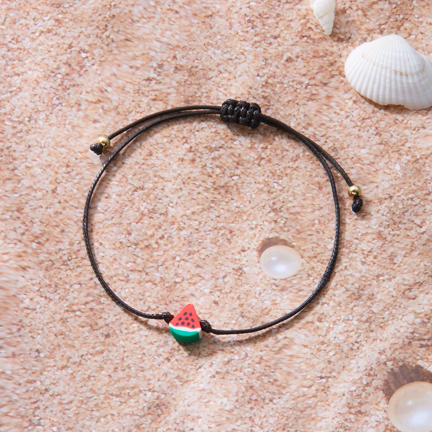 Wholesale fruit bracelet soft pottery watermelon strawberry woven paper card bracelet