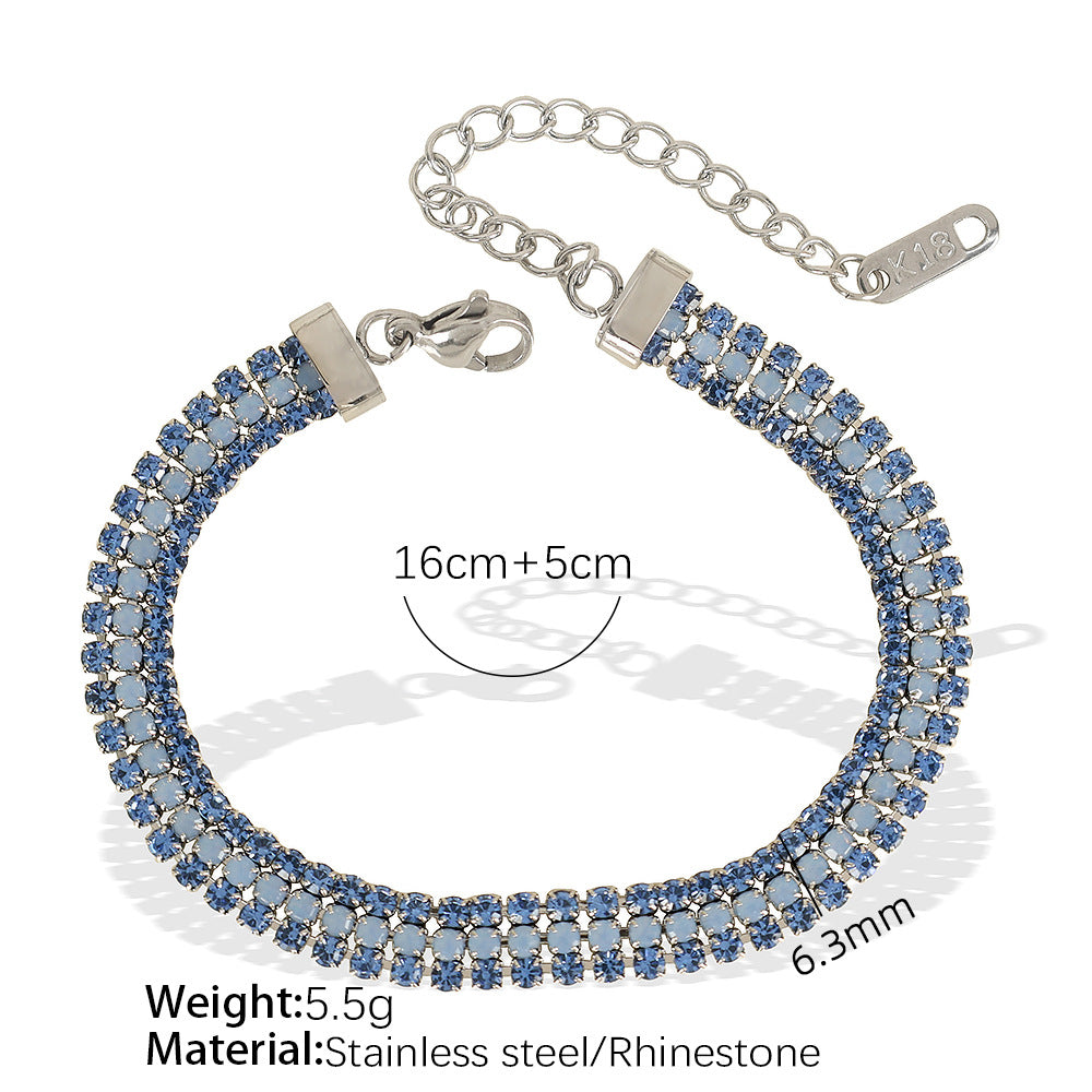 Wholesale Simple Light Luxury Design Bracelet Rai Drill Titanium Steel Plated 18K Gold Inlaid Boutique Natural Stone Jewelry