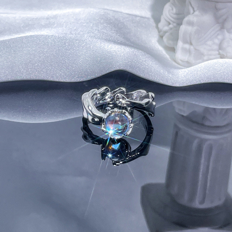 Wholesale Personalized texture Moonstone open ring