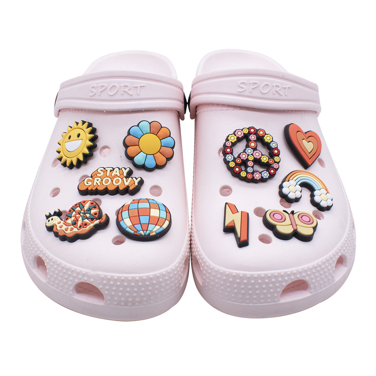 Wholesale  100pcs Random Rainbow Flowers Shoes Accessories Shoes Charms