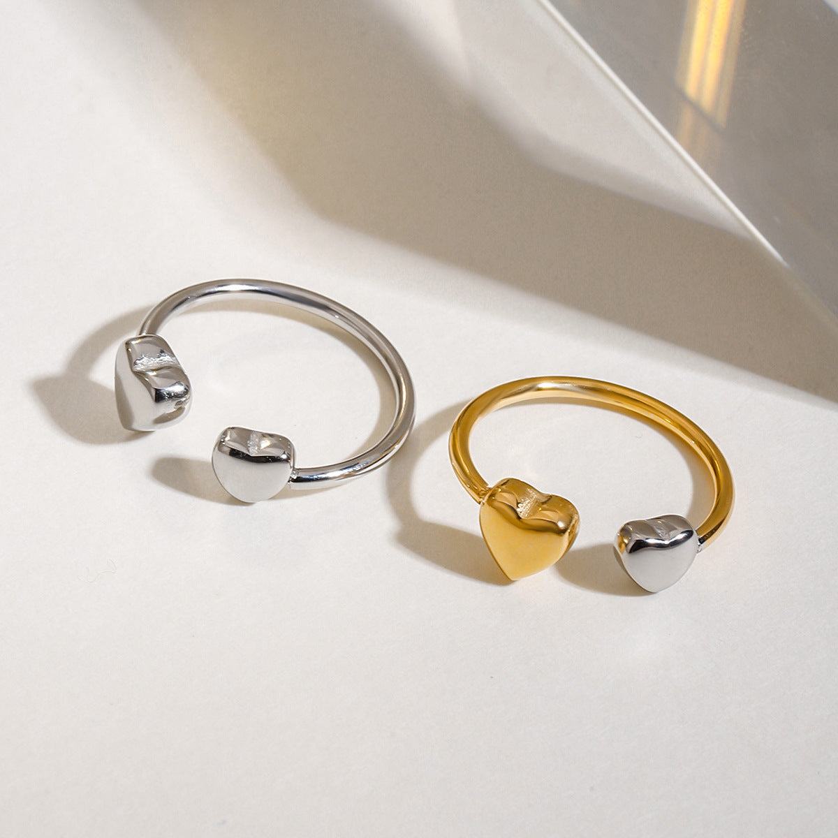 Wholesale 18k gold stainless steel gold and silver color matching love adjustable opening ring