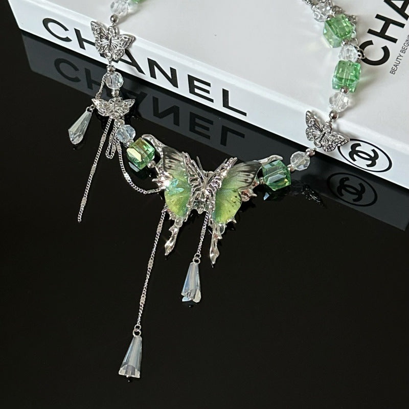 Wholesale Green Crystal Butterfly Necklace