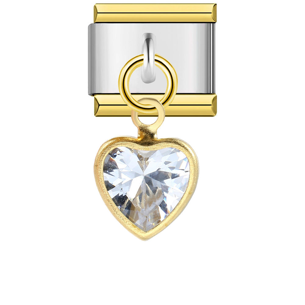 Wholesale Italian Charm Bracelet 9mm DIY Splicing Removable Heart Hook Stainless Steel Composable Bracelet