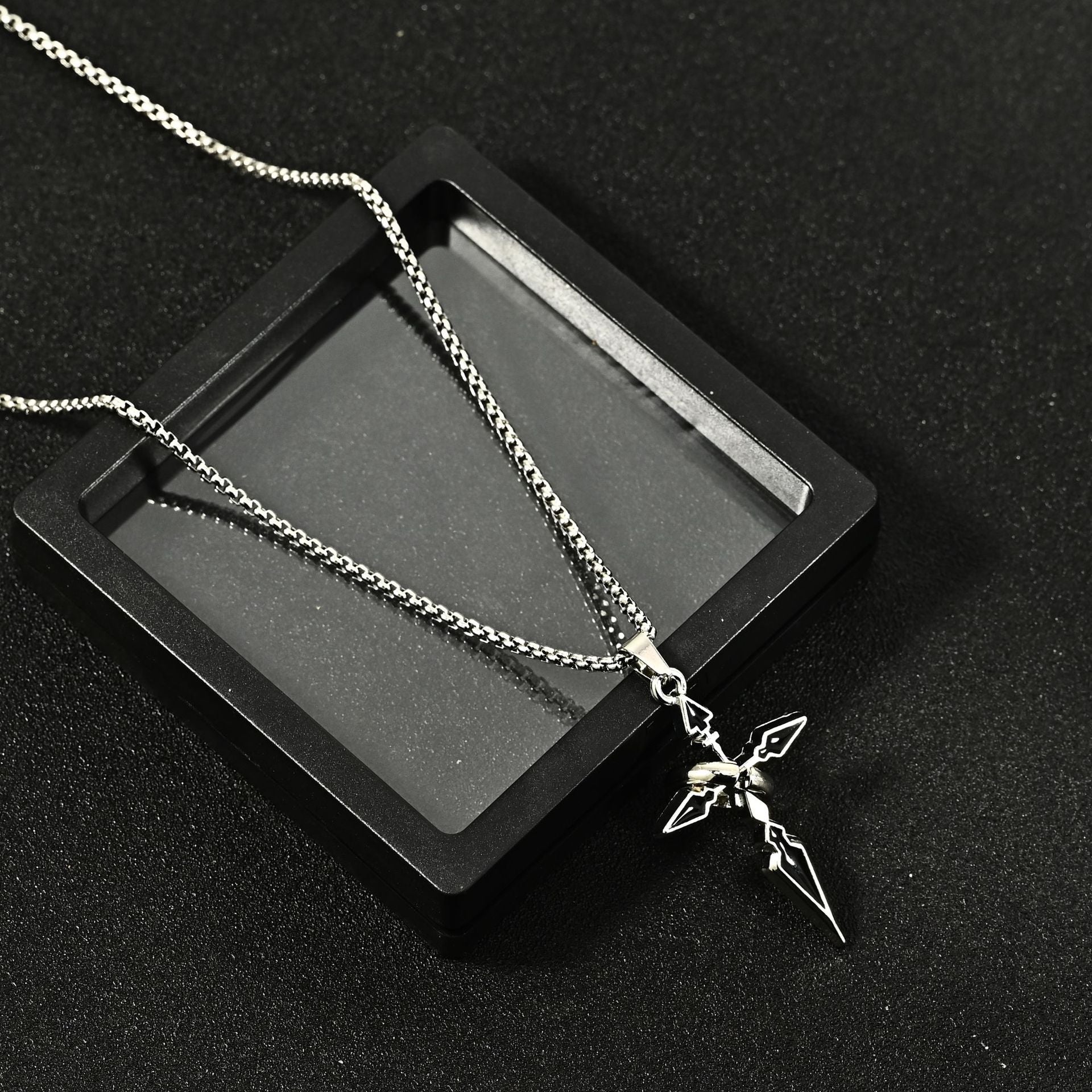 Wholesale Chic Cross Pendant Necklace For Men Titanium Steel Chain Jewelry Accessory Gift