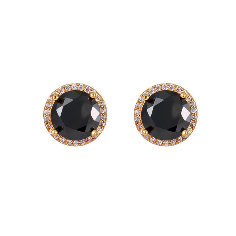 Wholesale  Full Body S925 Zircon Full Set Light Luxury Black Gold Earrings