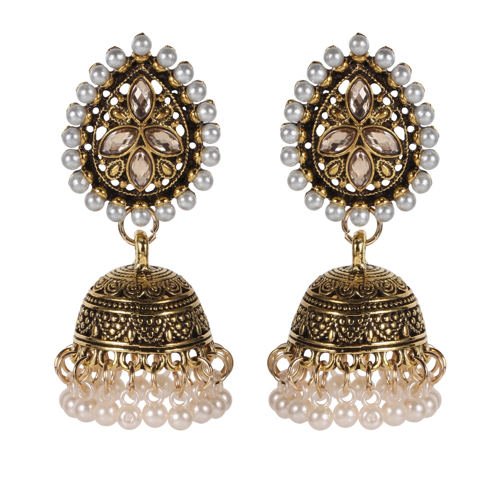 Wholesale gold plated alloy tassel bell ethnic style earrings
