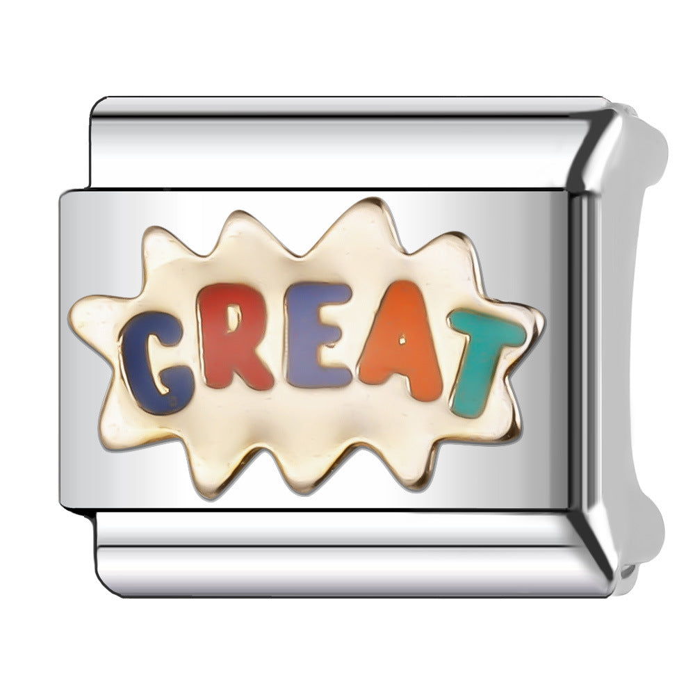 Wholesale Italian Charm Bracelet 9mm DIY Splicing English Stainless Steel Composable Bracelet