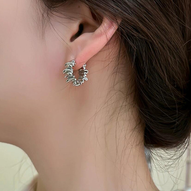 Wholesale Wavy Pleated Earrings Fashion Round Earrings Retro Vintage Earrings ACC-ES-DangKa002