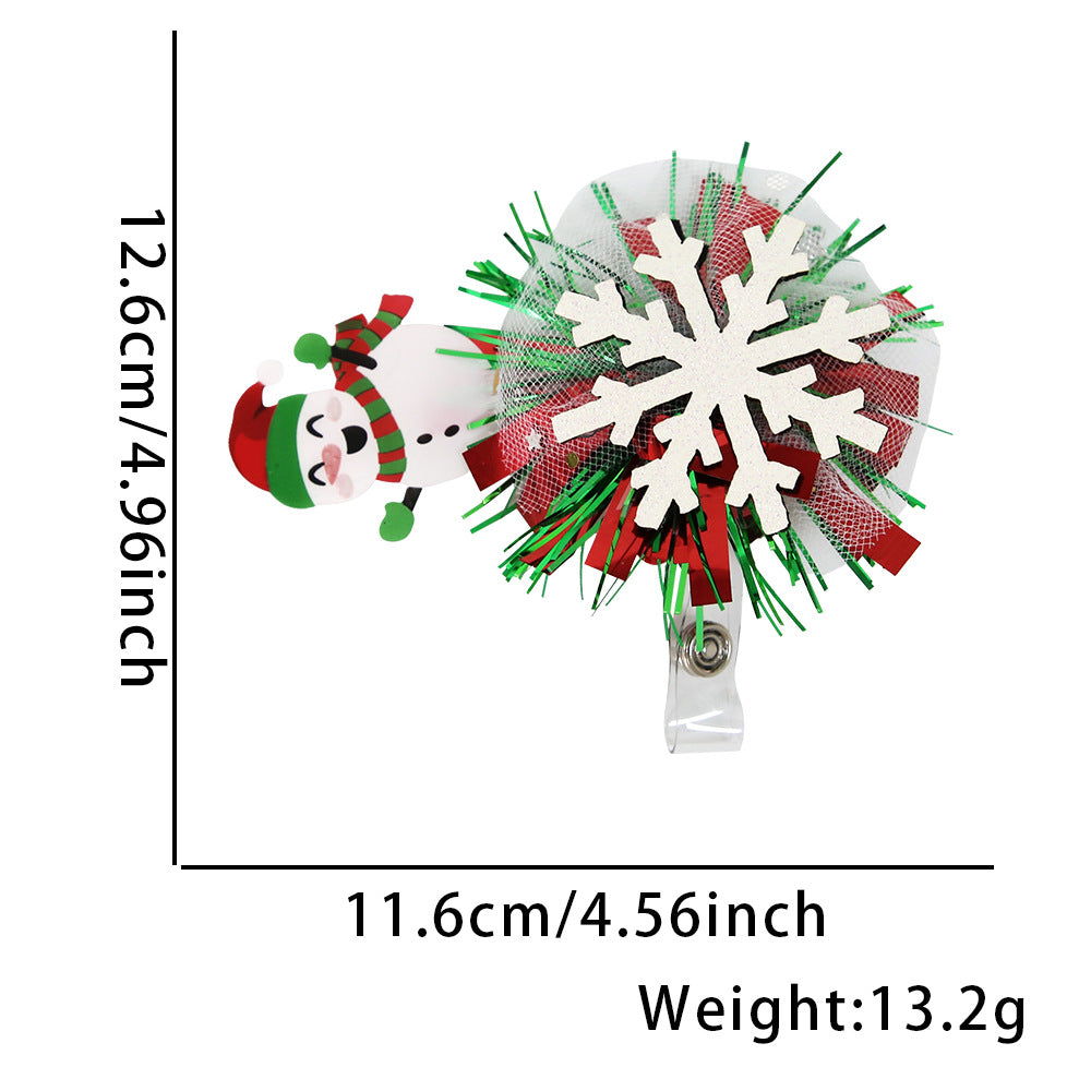 Wholesale Christmas Glitter Cartoon Snowman Elk Badge Reels Keychains ACC-KC-ZhouHao002