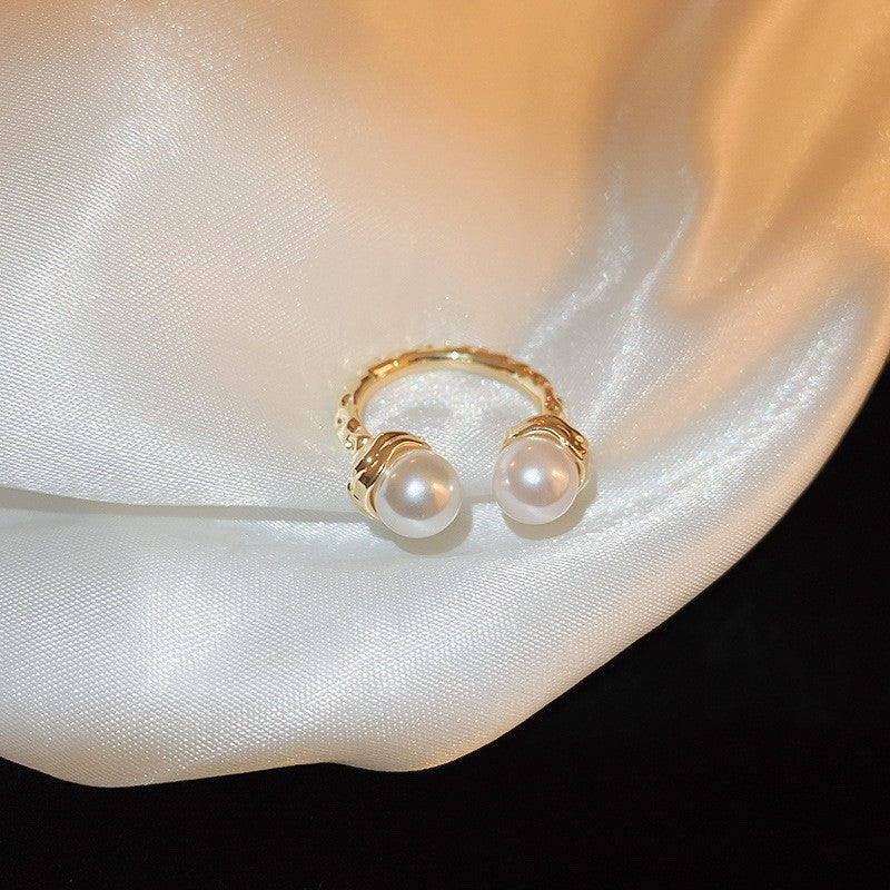 Wholesale Plated Fresh Water Pearl Zircon Butterfly Ring