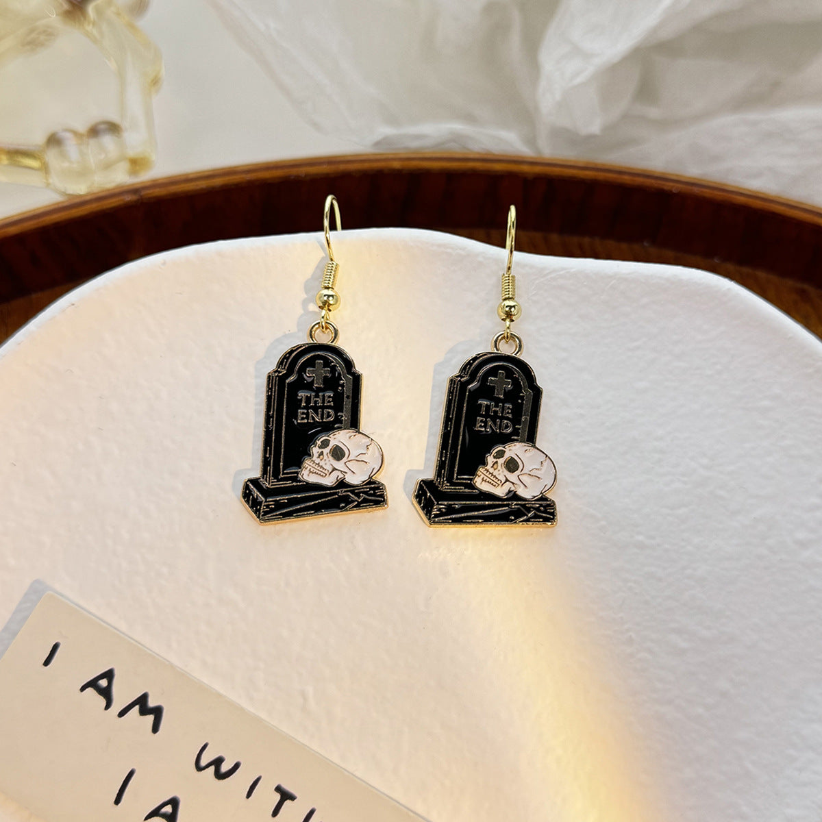 Wholesale Halloween Funny Skull Bat Tombstone Rose Earrings ACC-ES-MDD036